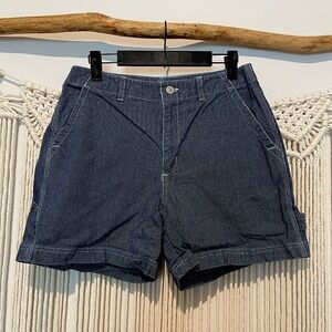 Vintage True Blue Denim High Waisted Pinstripe Cargo Shorts Old Money Sz 6